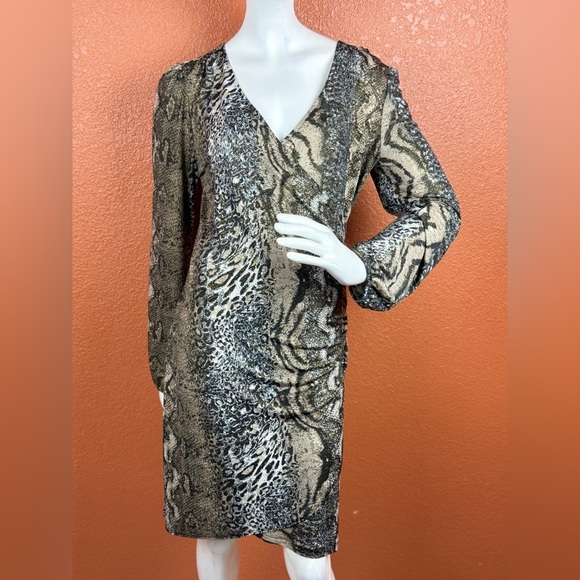 INC International Concepts Animal Print Long Sleeve Dress Size Large E64 - Picture 5 of 15
